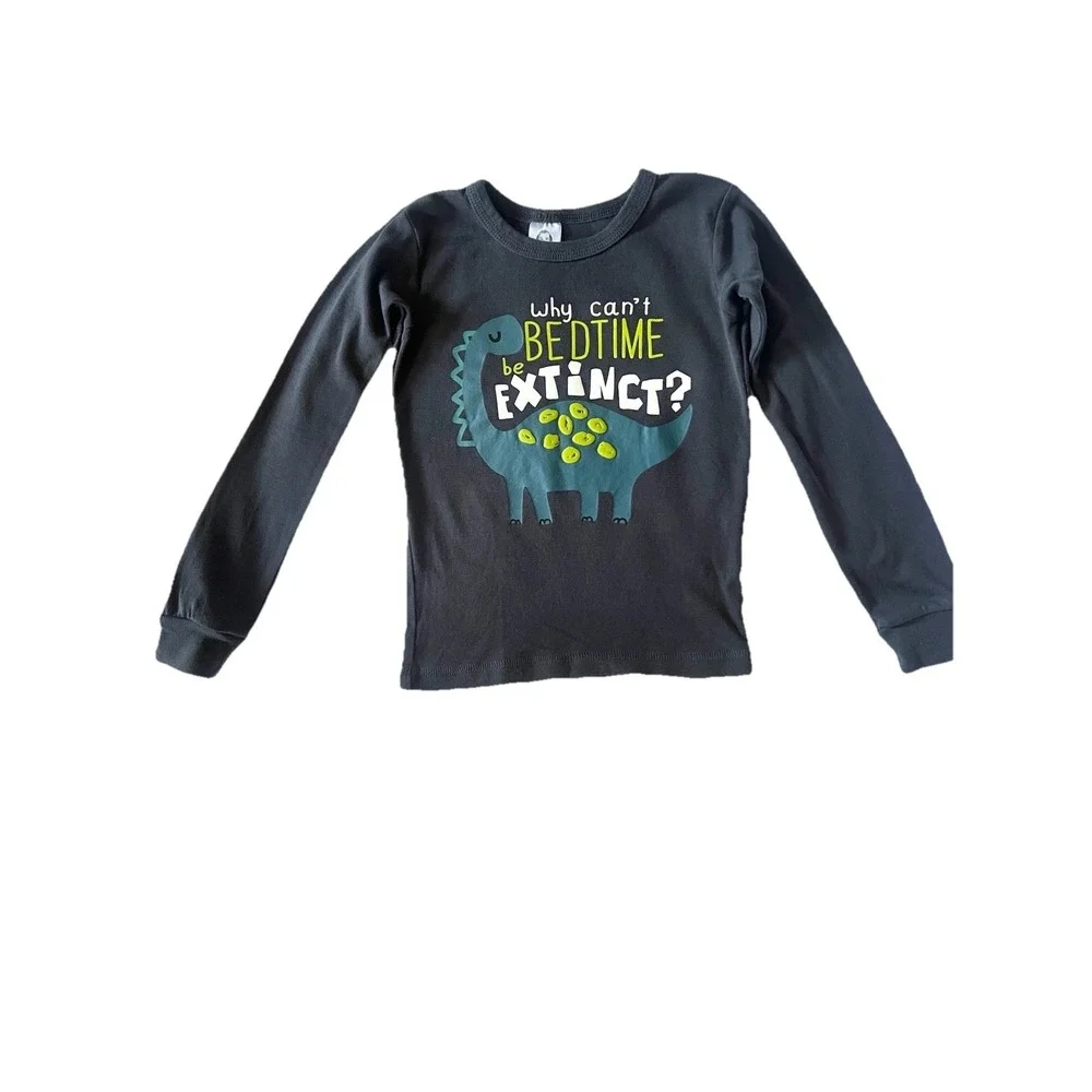 Gerber Kids Pajama Top 5T Dinosaur Sleepwear Cotton Gray Toddler Boy Clothing
